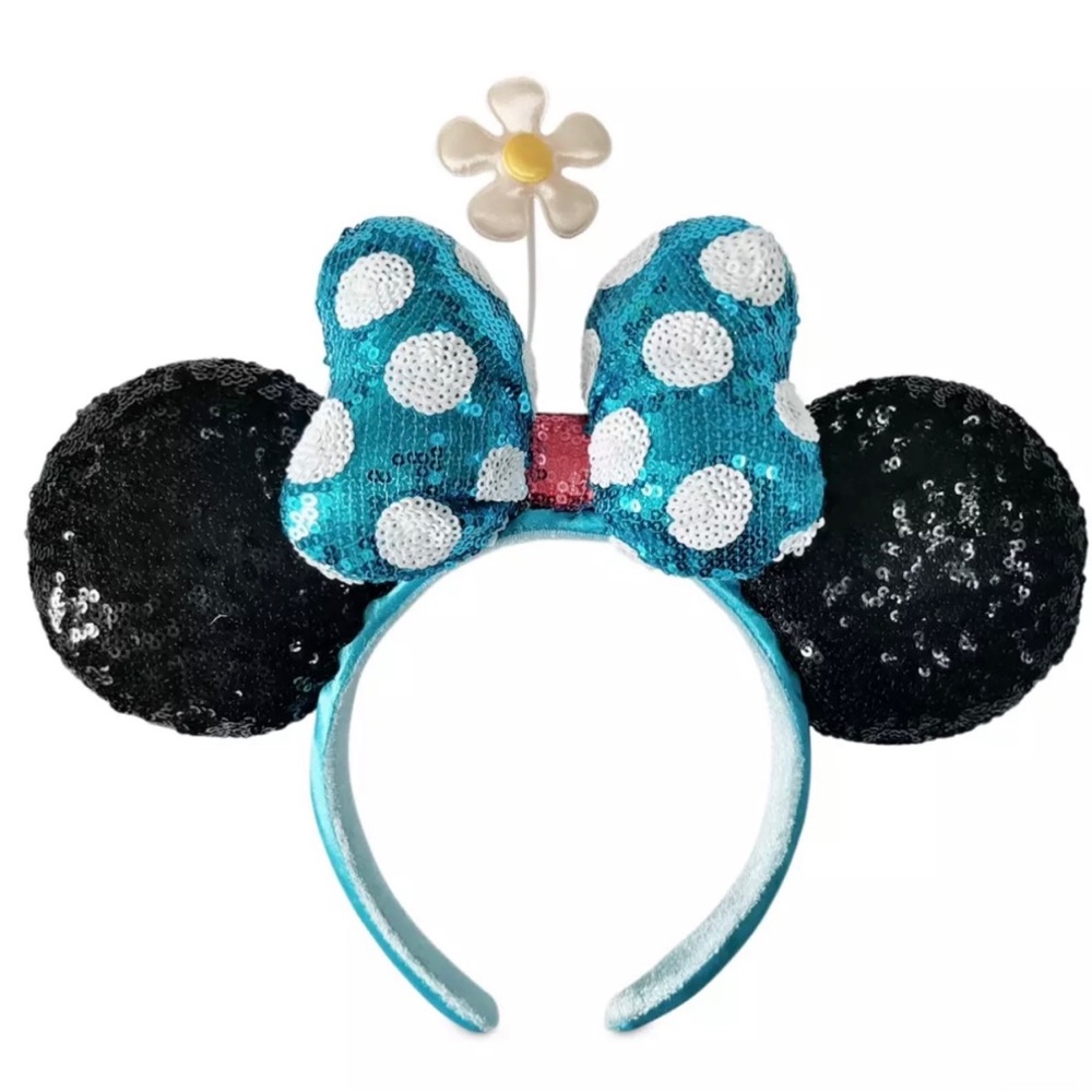 NWT Minnie Mouse Sequined Ear Disney Headband with Flower 🌸